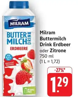 Edeka Neukauf Milram Buttermilch Drink Erdbeer oder Zitrone Angebot