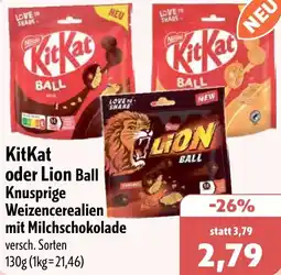 Aktiv Irma KitKat oder Lion Ball Knusprige Weizencerealien mit Milchschokolade Angebot