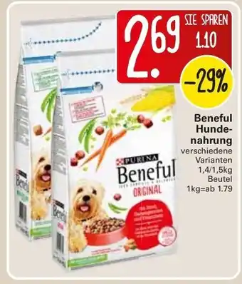 WEZ Beneful Hundenahrung 1,4/1,5kg Beutel Angebot