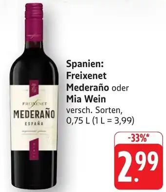 Edeka Neukauf Spanien: Freixenet Mederaño oder Mia Wein Angebot