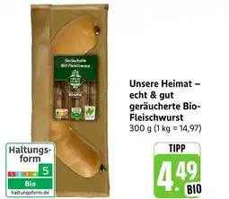 Edeka Neukauf Unsere Heimat - echt & gut geräucherte Bio- Fleischwurst Angebot