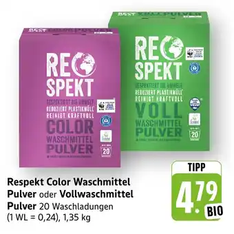Edeka Neukauf Respekt Color Waschmittel Pulver oder Vollwaschmittel Pulver Angebot