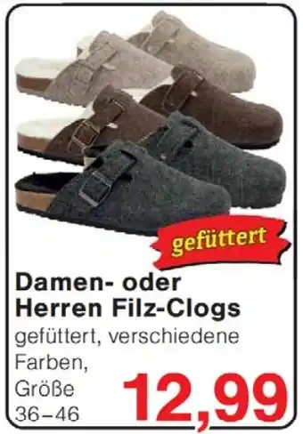 Wiglo Wunderland Damen oder Herren Filz-Clogs Angebot