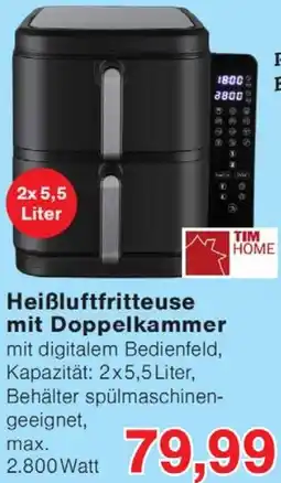 Wiglo Wunderland TIM HOME Heißluftfritteuse mit Doppelkammer Angebot