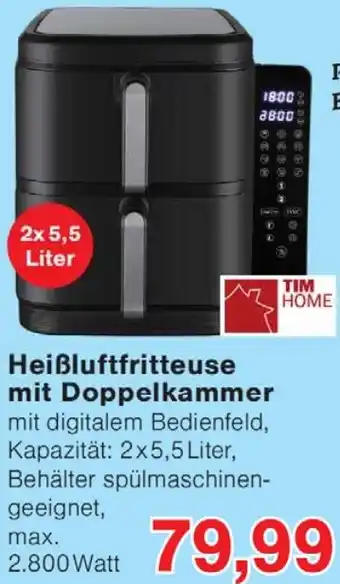 Wiglo Wunderland TIM HOME Heißluftfritteuse mit Doppelkammer Angebot