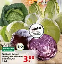 Multi Markt Weiẞkohl, Rotkohl, Wirsing oder Chinakohl Angebot