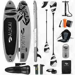Netto Marken-Discount Stand Up Paddle Board AUKAI Pro Ocean mit Kajak-Sitz und Motor grau Angebot