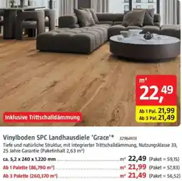 Bauhaus Vinylboden SPC Landhausdiele 'Grace' Angebot