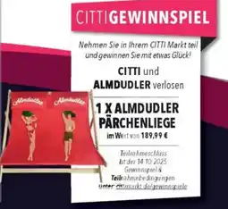 CITTI Markt ALMDUDLER PÄRCHENLIEGE Angebot