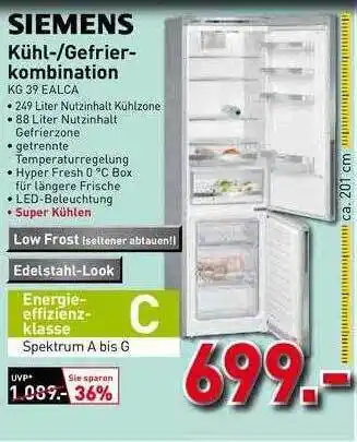 Schaffrath Siemens Kühl Gefrierkombination Kg39ealca Angebot