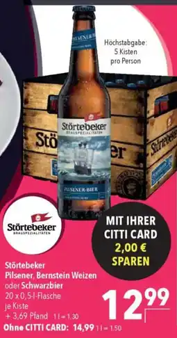 CITTI Markt Störtebeker Pilsener, Bernstein Weizen oder Schwarzbier Angebot