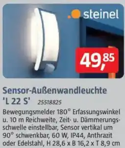 Bauhaus Sensor-Außenwandleuchte 'L 22 S' Angebot