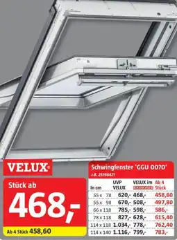 Bauhaus VELUX Schwingfenster 'GGU 0070' Angebot