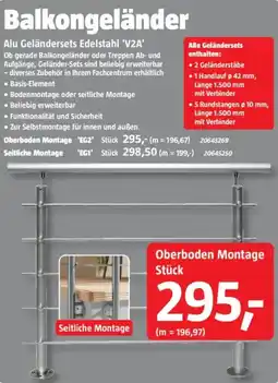 Bauhaus Alu Geländersets Edelstahl 'V2A' Angebot