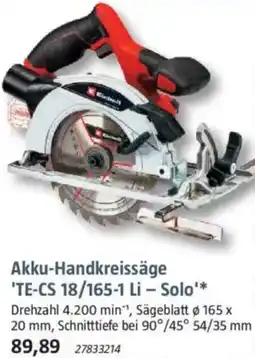 Bauhaus Akku-Handkreissäge 'TE-CS 18/165-1 Li - Solo' Angebot