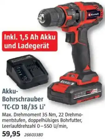 Bauhaus Akku- Bohrschrauber 'TC-CD 18/35 Li' Angebot