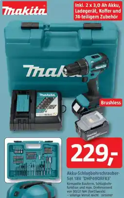 Bauhaus Makita Akku-Schlagbohrschrauber- Set 18V 'DHP490RFX3' Angebot