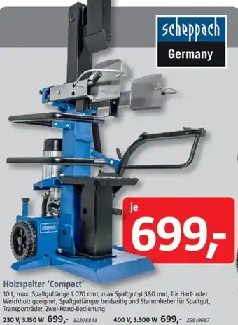 Bauhaus Scheppach Holzspalter 'Compact' Angebot