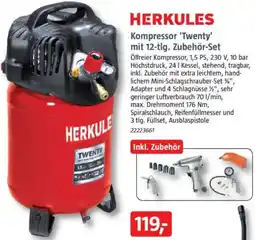 Bauhaus HERKULES Kompressor 'Twenty' mit 12-tlg. Zubehör-Set Angebot