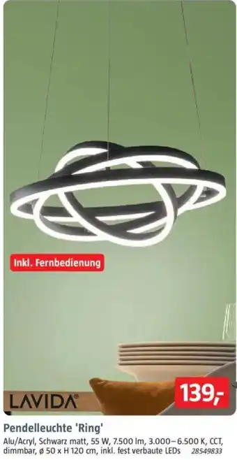 Bauhaus LAVIDA Pendelleuchte 'Ring' Angebot