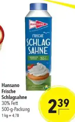 CITTI Markt Hansano Frische Schlagsahne Angebot