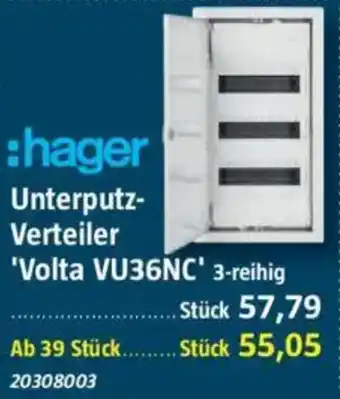 Bauhaus :hager Unterputz- Verteiler 'Volta VU36NC' Angebot