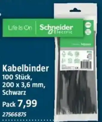 Bauhaus Life Is On Schneider Electric Kabelbinder 100 Stück, 200 x 3,6 mm, Schwarz Angebot