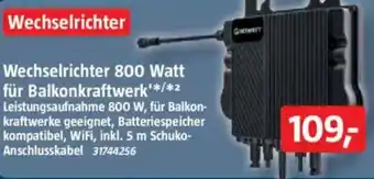 Bauhaus Wechselrichter 800 Watt für Balkonkraftwerk Angebot