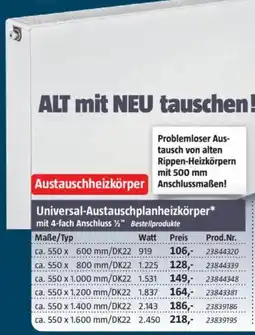 Bauhaus Universal-Austauschplanheizkörper Angebot