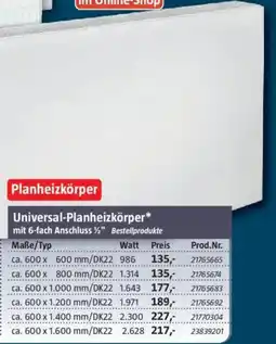 Bauhaus Universal-Planheizkörper Angebot