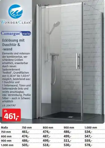 Bauhaus Camargue vario Ecklösung mit Duschtür & -wand Angebot
