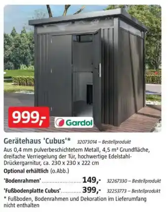 Bauhaus Gardol Gerätehaus 'Cubus' 'Bodenrahmen' Angebot
