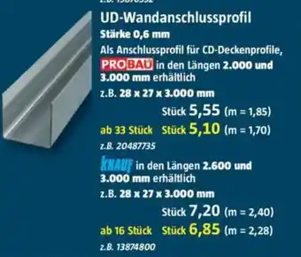 Bauhaus PROBAU UD-Wandanschlussprofil Stärke 0,6 mm Angebot