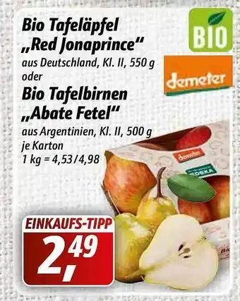 Simmel Demeter Bio Tafeläpfel „Red Jonaprince” Oder Bio Tafelbirnen „abate Fetel” Angebot