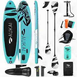Netto Marken-Discount Stand Up Paddle Board AUKAI Pro Ocean mit Kajak-Sitz und Motor türkis Angebot