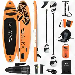 Netto Marken-Discount Stand Up Paddle Board AUKAI Pro Ocean mit Kajak-Sitz und Motor orange Angebot