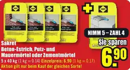 B1 Discount Baumarkt Sakret Beton-Estrich, Putz- und Mauermörtel oder Zementmörtel Angebot