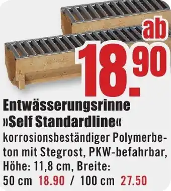 B1 Discount Baumarkt Entwässerungsrinne Self Standardline Angebot