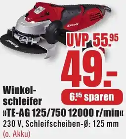 B1 Discount Baumarkt Einhell Winkelschleifer TE-AG 125/750 12000 r/min Angebot