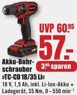 B1 Discount Baumarkt Einhell Akku-Bohrschrauber TC-CD 18/35 Li Angebot