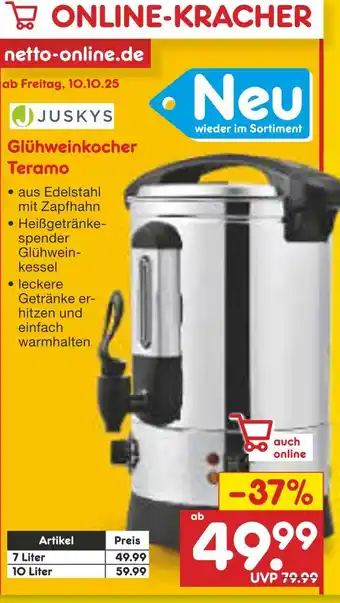 Netto Marken-Discount Juskys glühweinkocher teramo Angebot