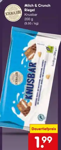Netto Marken-Discount Schokoliebe milch & crunch riegel knusbar Angebot