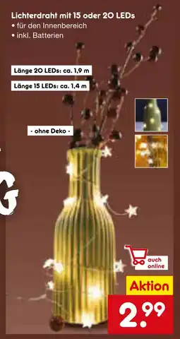 Netto Marken-Discount Lichterdraht mit 15 leds Angebot