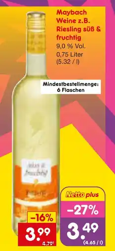 Netto Marken-Discount Maybach weine z.b. riesling süß & fruchtig Angebot
