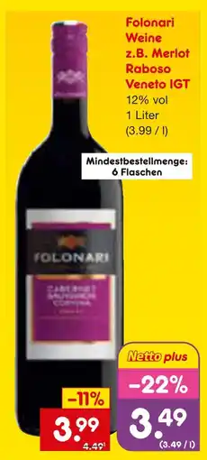 Netto Marken-Discount Folonari weine z.b. merlot raboso veneto igt Angebot