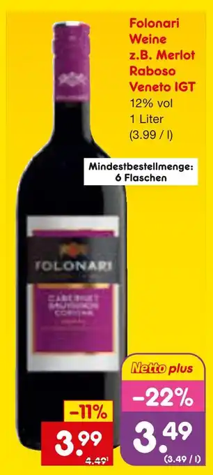 Netto Marken-Discount Folonari weine z.b. merlot raboso veneto igt Angebot