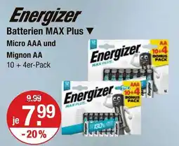 V Markt Energizer batterien max plus micro aaa Angebot