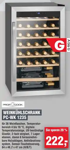 Handelshof PROFI COOK WEINKÜHLSCHRANK PC-WK 1235 Angebot
