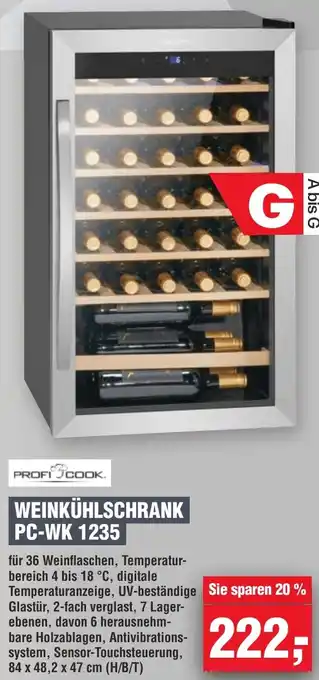 Handelshof PROFI COOK WEINKÜHLSCHRANK PC-WK 1235 Angebot