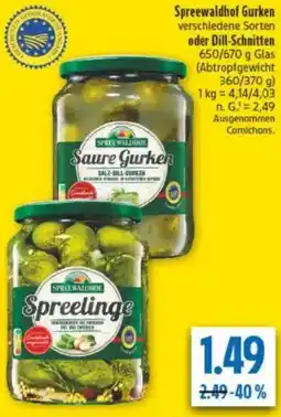 diska Spreewaldhof Gurken oder Dill-Schnitten Angebot